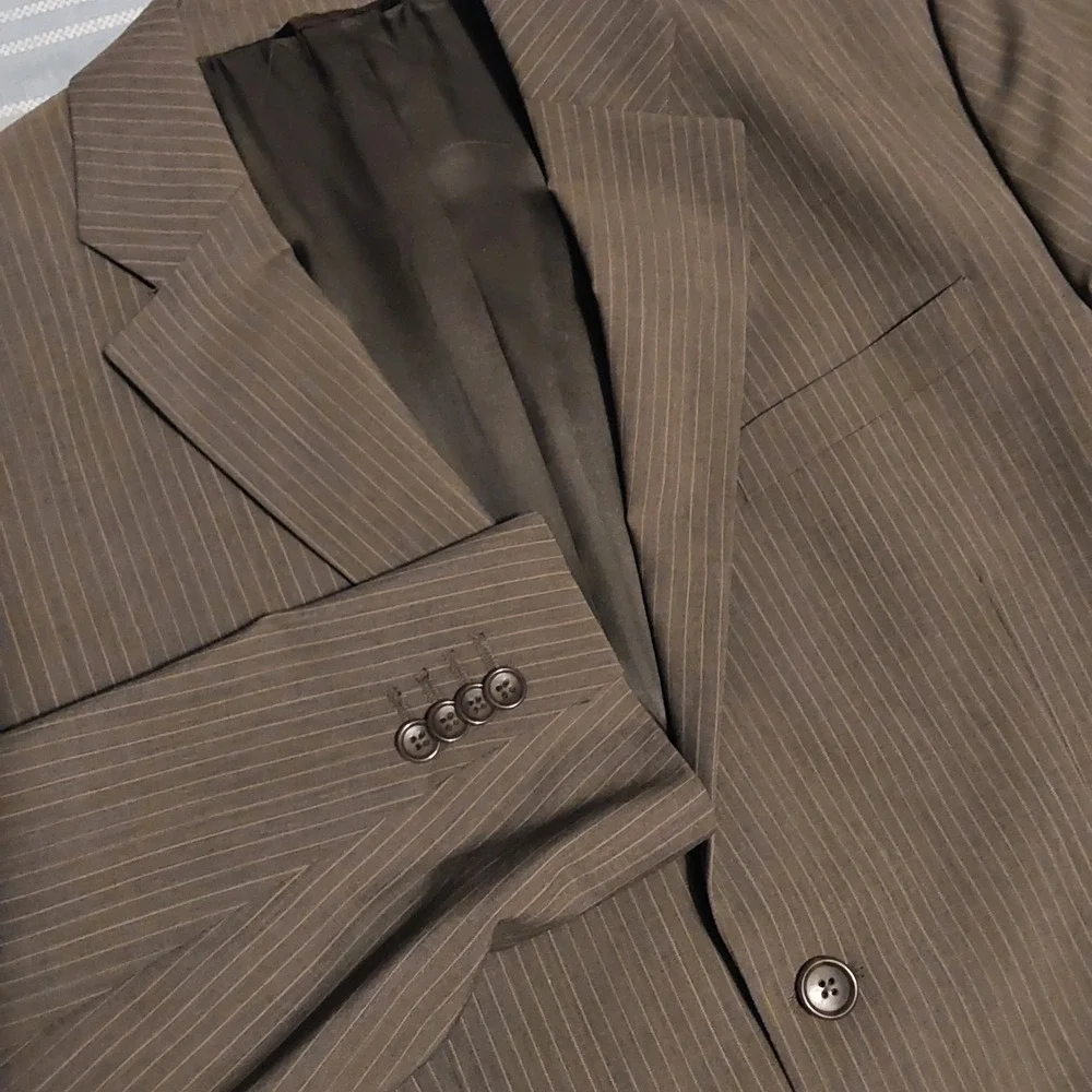 Banana Republic Blazer Mens‎ 42R Gray Pinstripe Surgeon Cuff Sport Coat Jacket